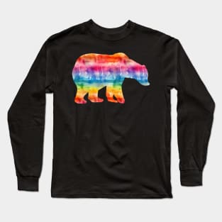 Bear Gay Pride, bear gay, bear pride, rainbow watercolor cloud, LGBTQ Long Sleeve T-Shirt